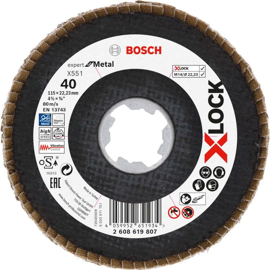 Bosch - Brandclub - BOSCH FDX2950120 1-Piece 5 In. X-LOCK Flap Disc 120 Grit Compatible With 7/8 In. Arbor Type 29 For Applications In Metal Blending And Grinding - View #12