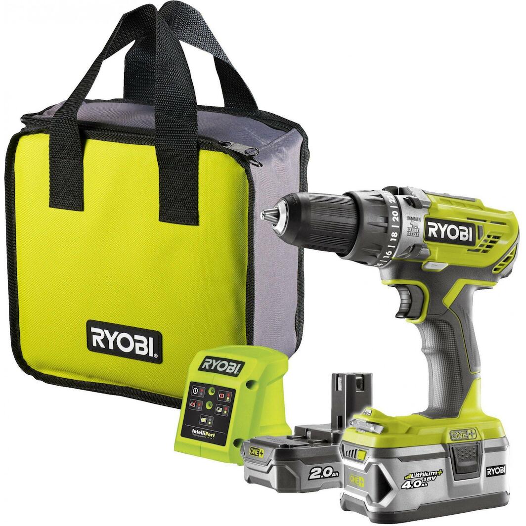 RYOBI R18PD3-242S 18V ONE+ cordless impact drill 50Nm in transport bag ...