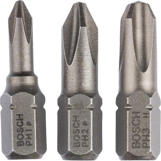 BOSCH 2607001752 screwdriver bit set Extra Hard PH1-PH2-PH3, 25 mm