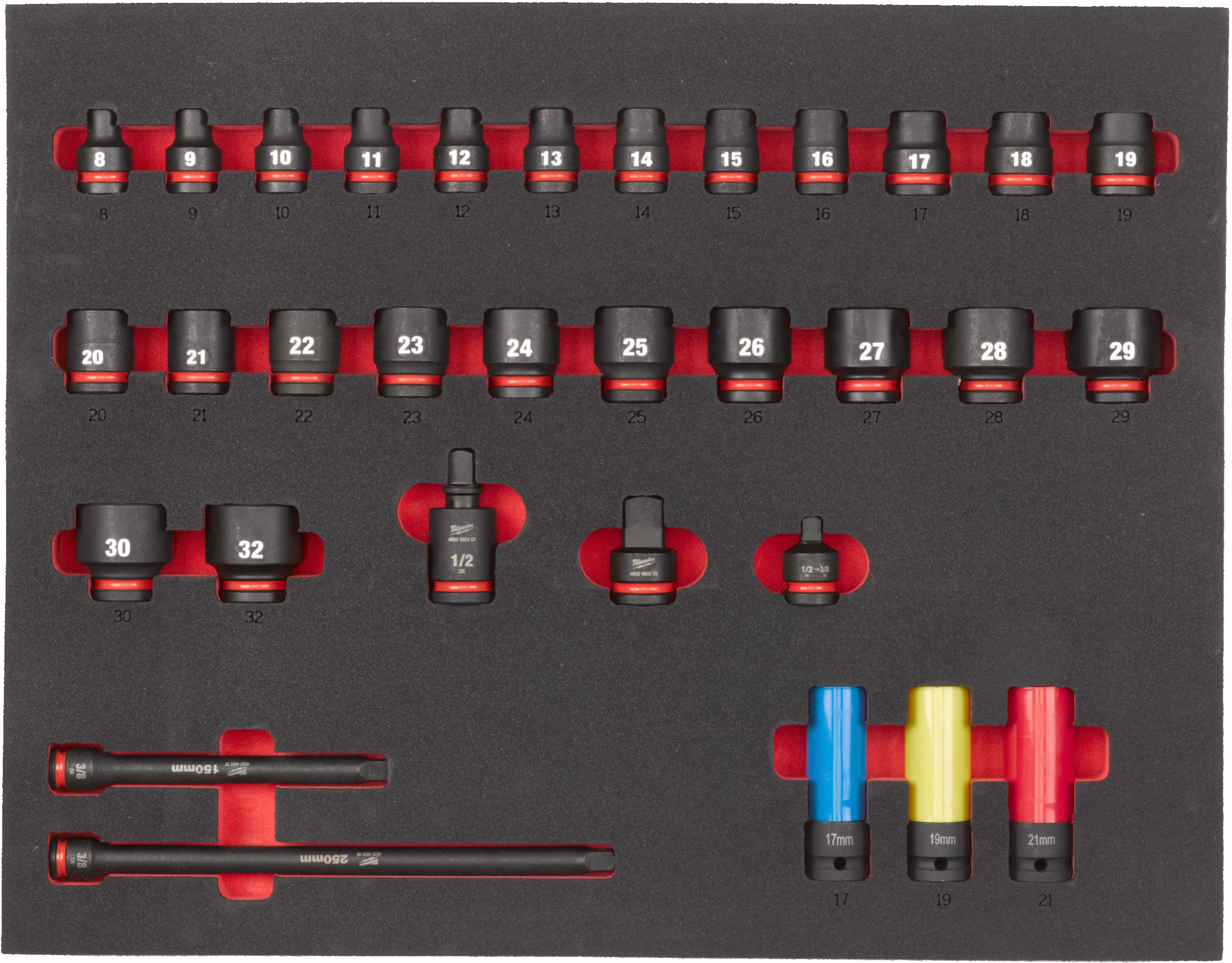 MILWAUKEE 4932493392 SHOCKWAVE short socket set 1/2