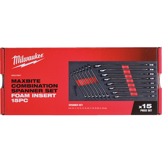 MILWAUKEE 4932479827 Max Bite combination wrench set in foam inlay