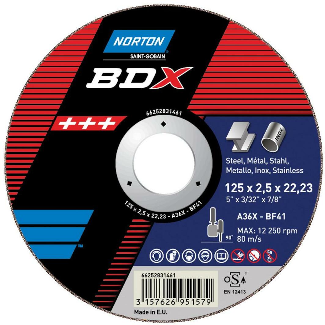Norton VULCAN Trennscheibe 125x1x22,23 Mm – 25 Stück, T41, Korn A 60 S-BF41, Für Edelstahl & Metall, Eisen-/schwefel-/chlorfrei