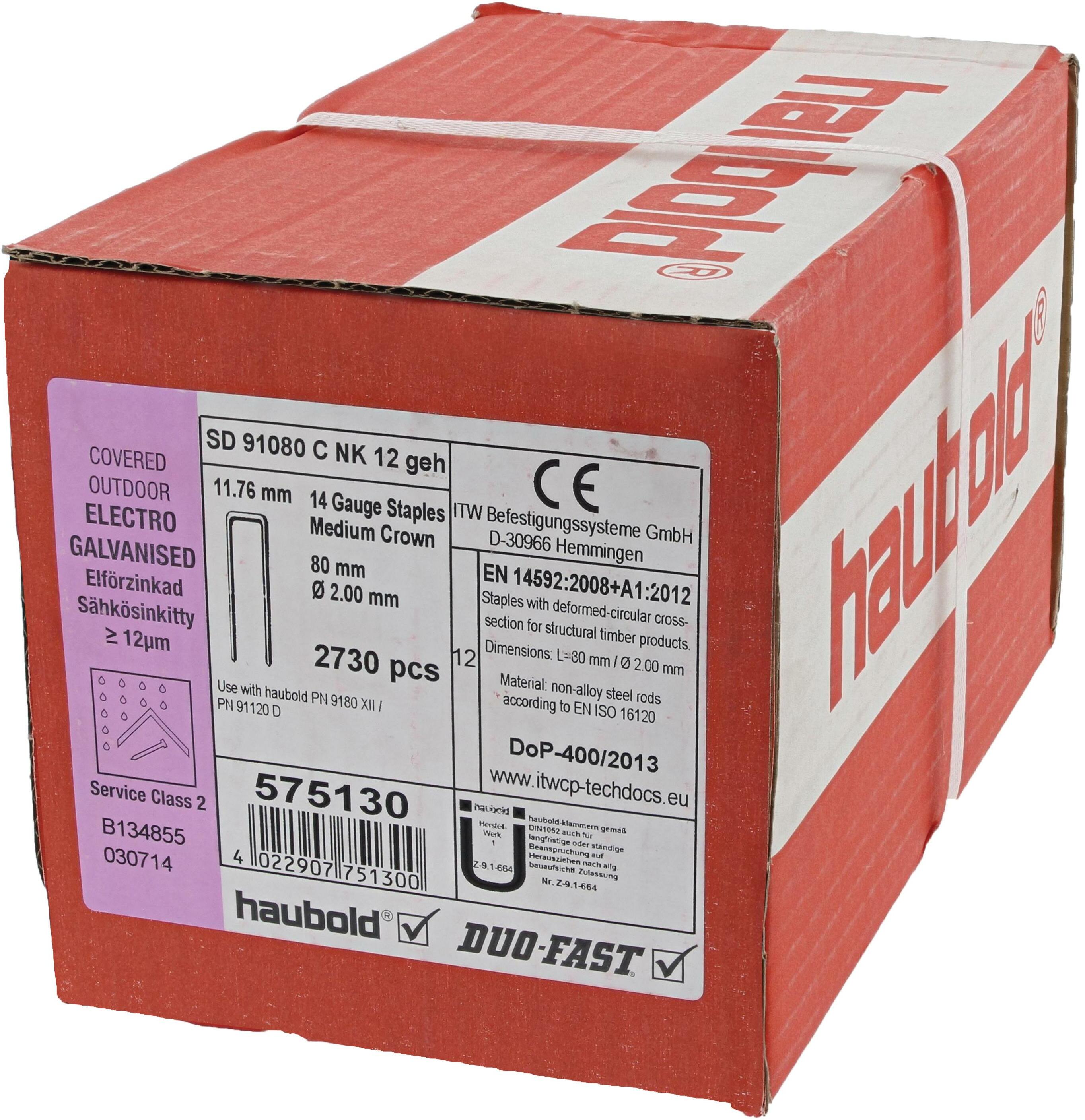 HAUBOLD SD91000-80 staples C-point zinc-plated 12mµ resin - 575130 | Klium