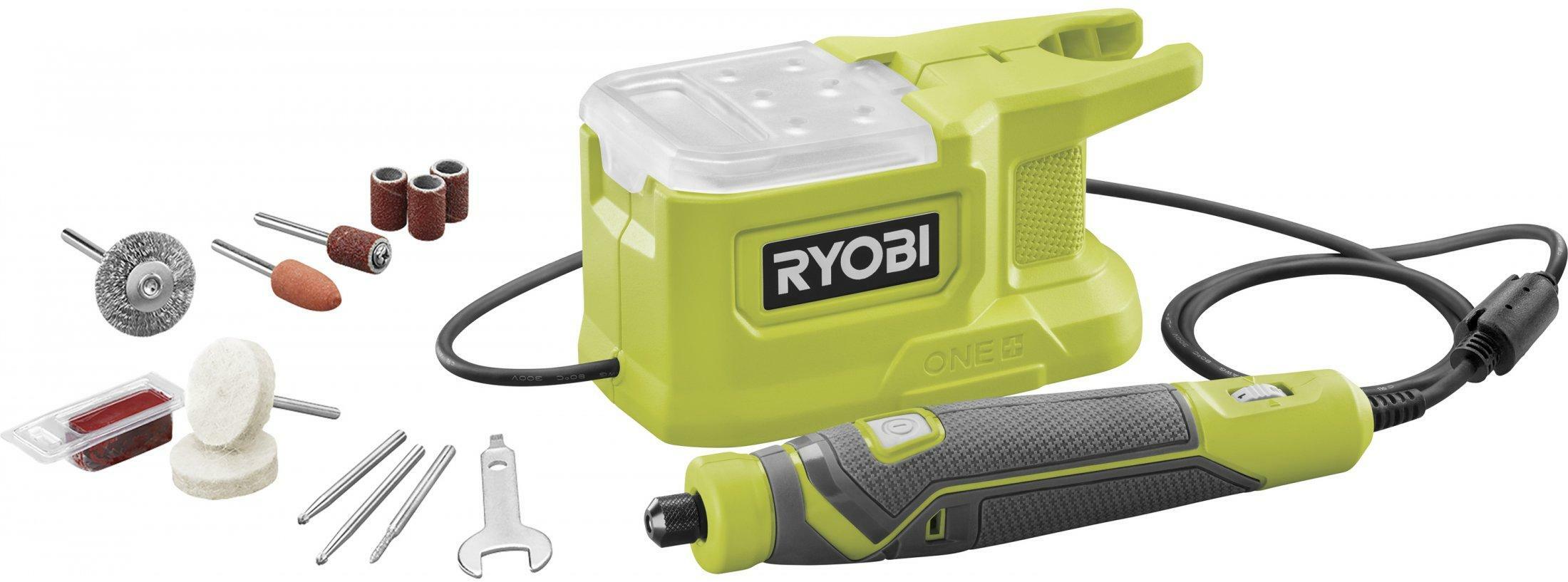RYOBI RRT18-0 18V ONE+ cordless rotary tool in box with 15-piece ...