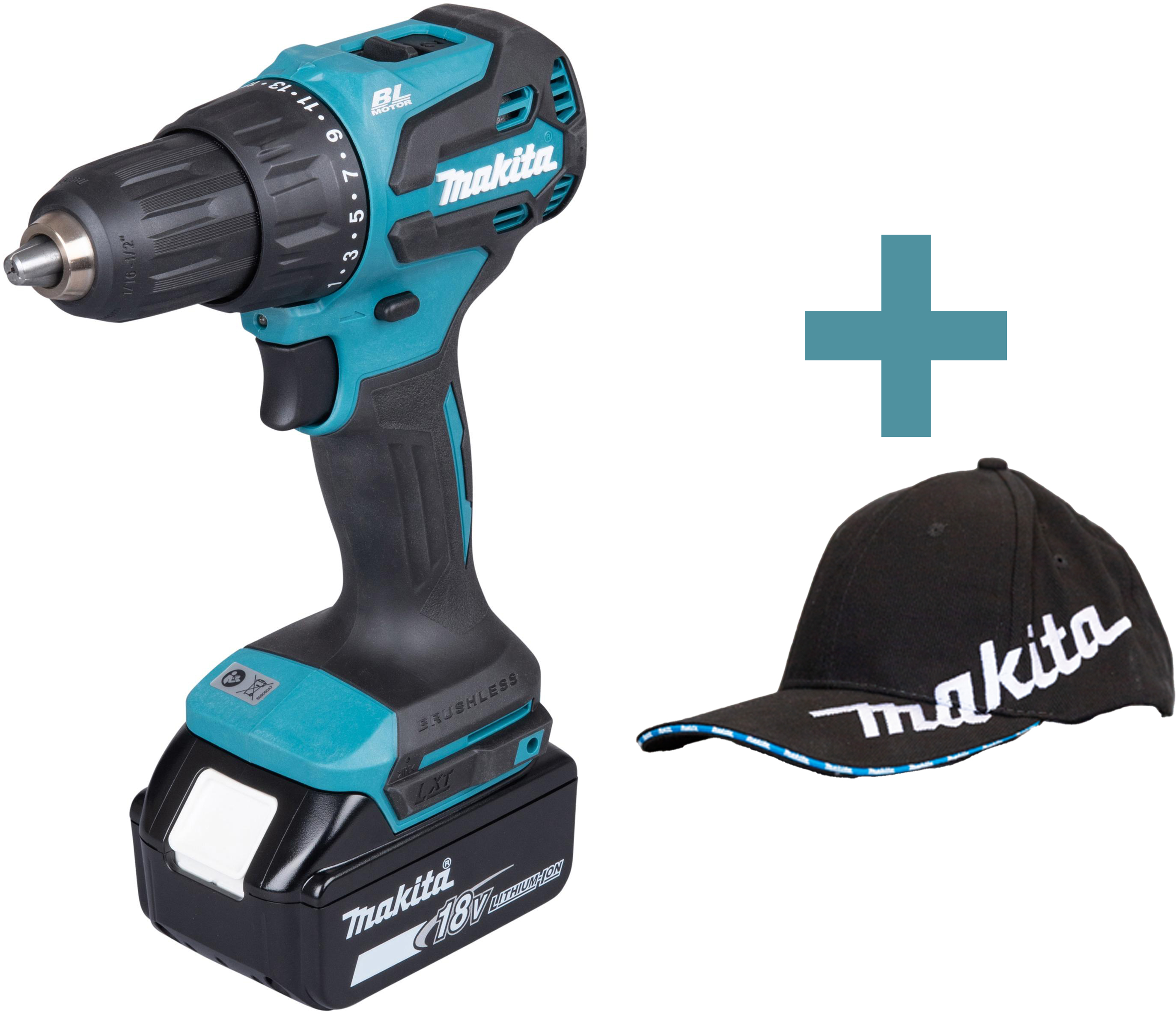 MAKITA DHP490RMJ Perceuse à percussion sans fil 18V LXT en MAKPAC II (2x 4.0Ah batterie + chargeur)