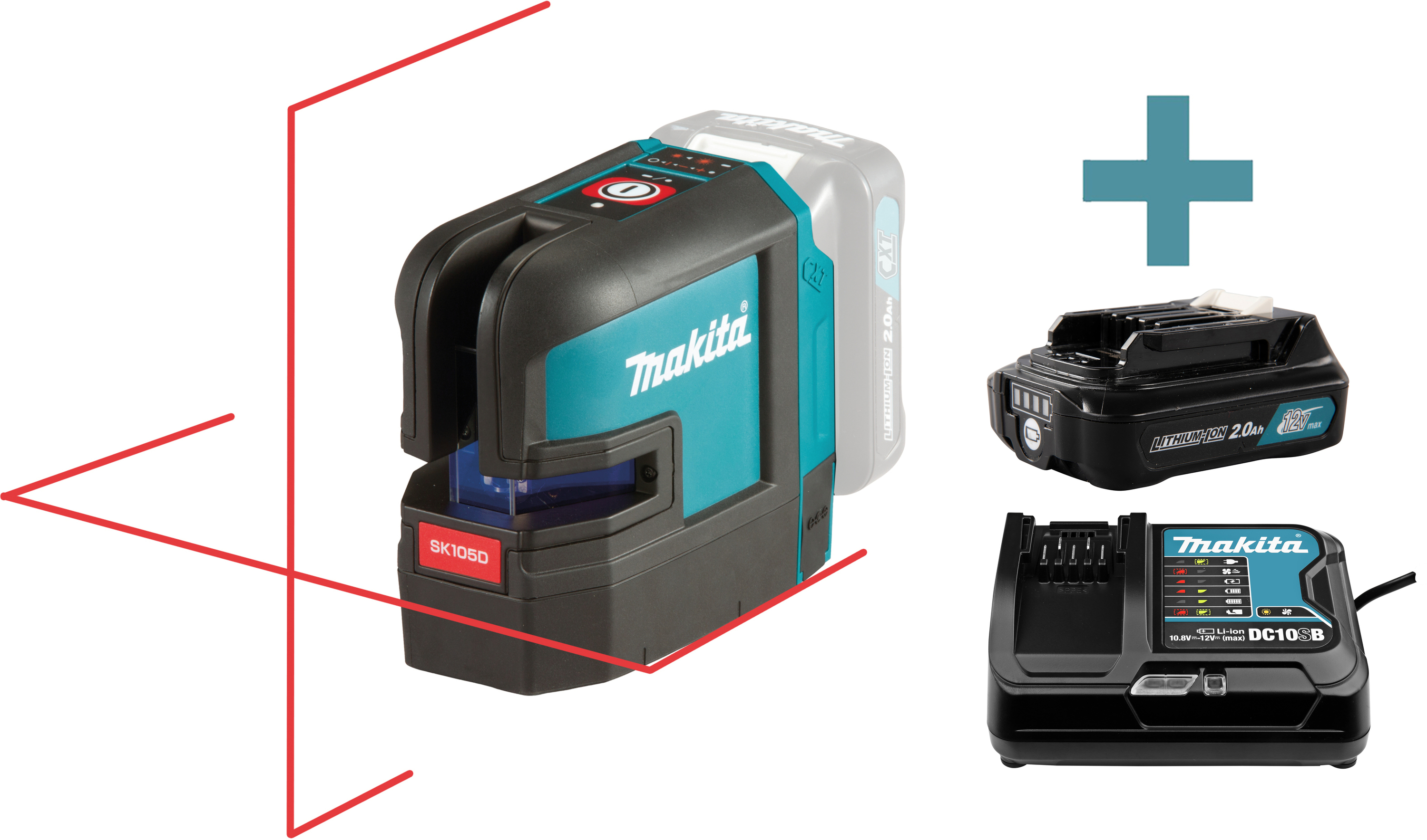 MAKITA SK105DZ 12Vmax CXT cross line laser red in cordura bag (1H