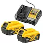 DEWALT DCB1104P2-QW Kit de chargement de la batterie 18V XR (2x batterie 5.0Ah + multi-chargeur)
