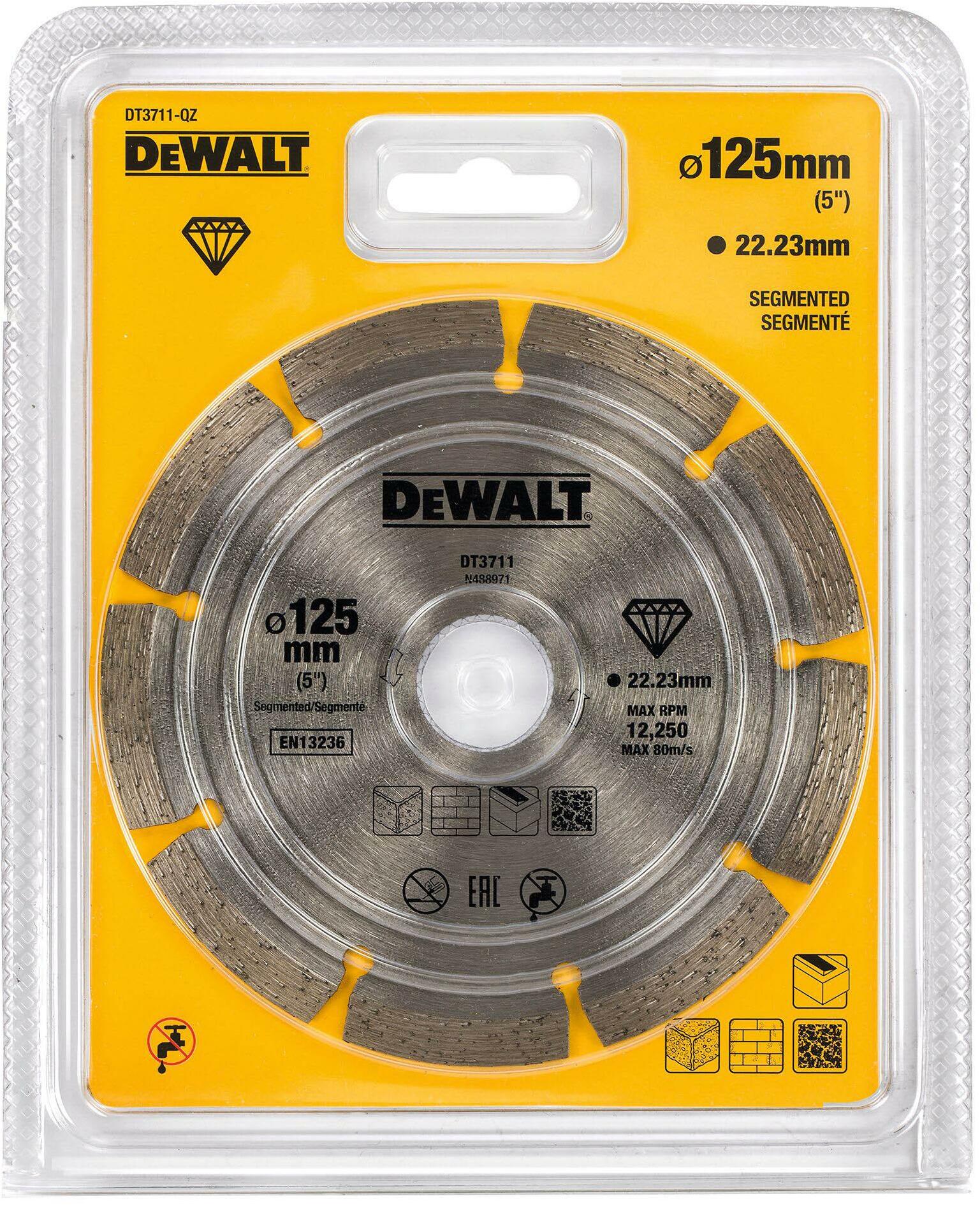 Disque Diamant DeWalt 125mm X 22.2mm - Pour Meuleuse, Coupe Béton Et Pierre