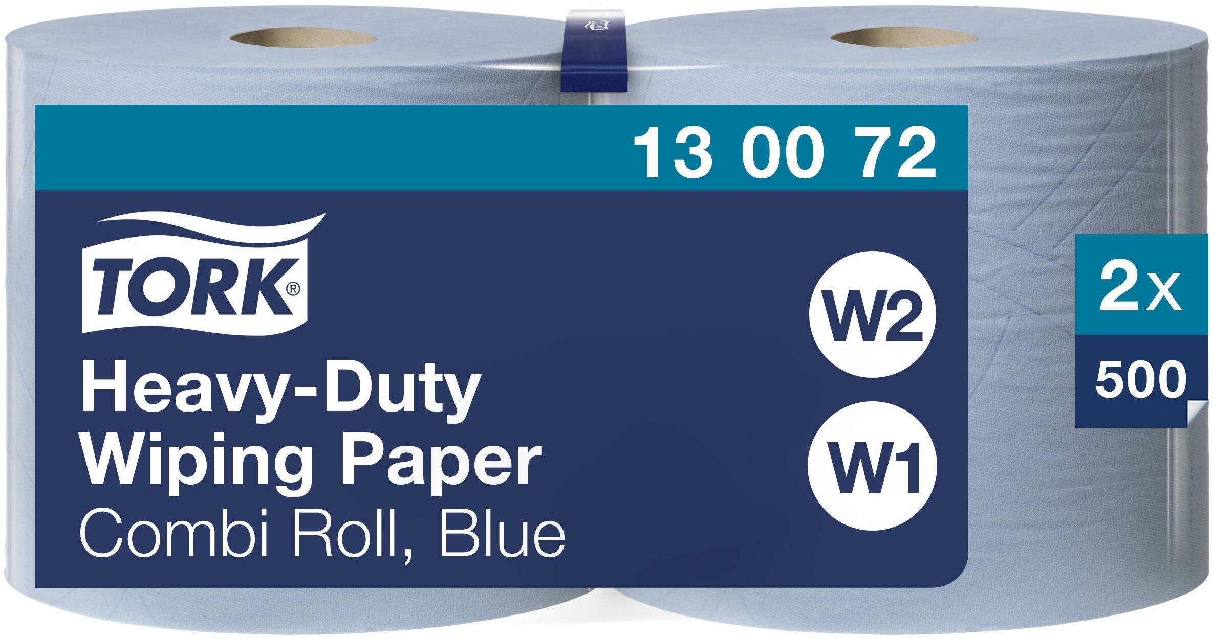 TORK 130072 heavy-duty wiping paper 2-ply 34x23,5cm blue W1/W2