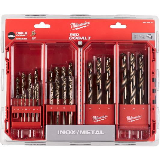レッドエディション MILWAUKEE 4932493868 HSS-G metal drill bit set RED COBALT 25-piece