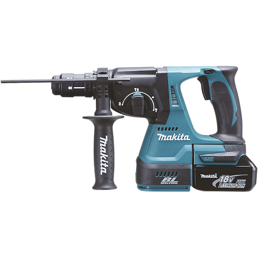 MAKITA DHR243RTJ 18V LXT cordless combi hammer SDS Plus 24mm in MAKPAC IV 2x 5.0Ah battery charger