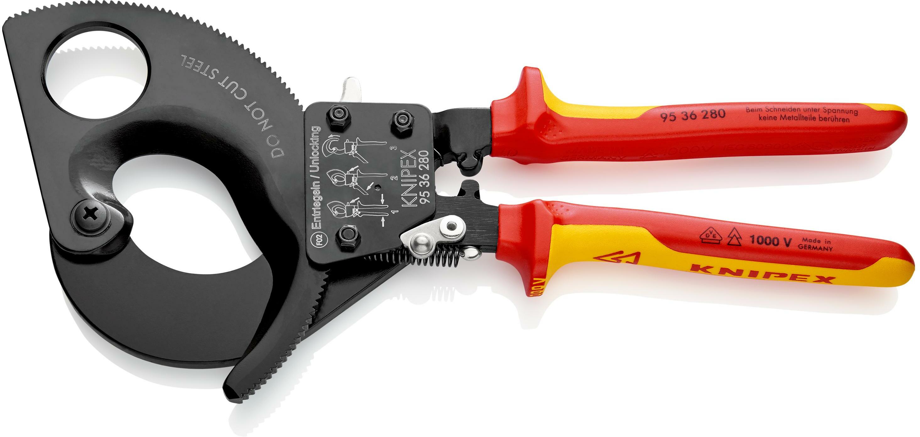 KNIPEX 95 36 280 cable cutter (ratchet principle) VDE insulated with ...