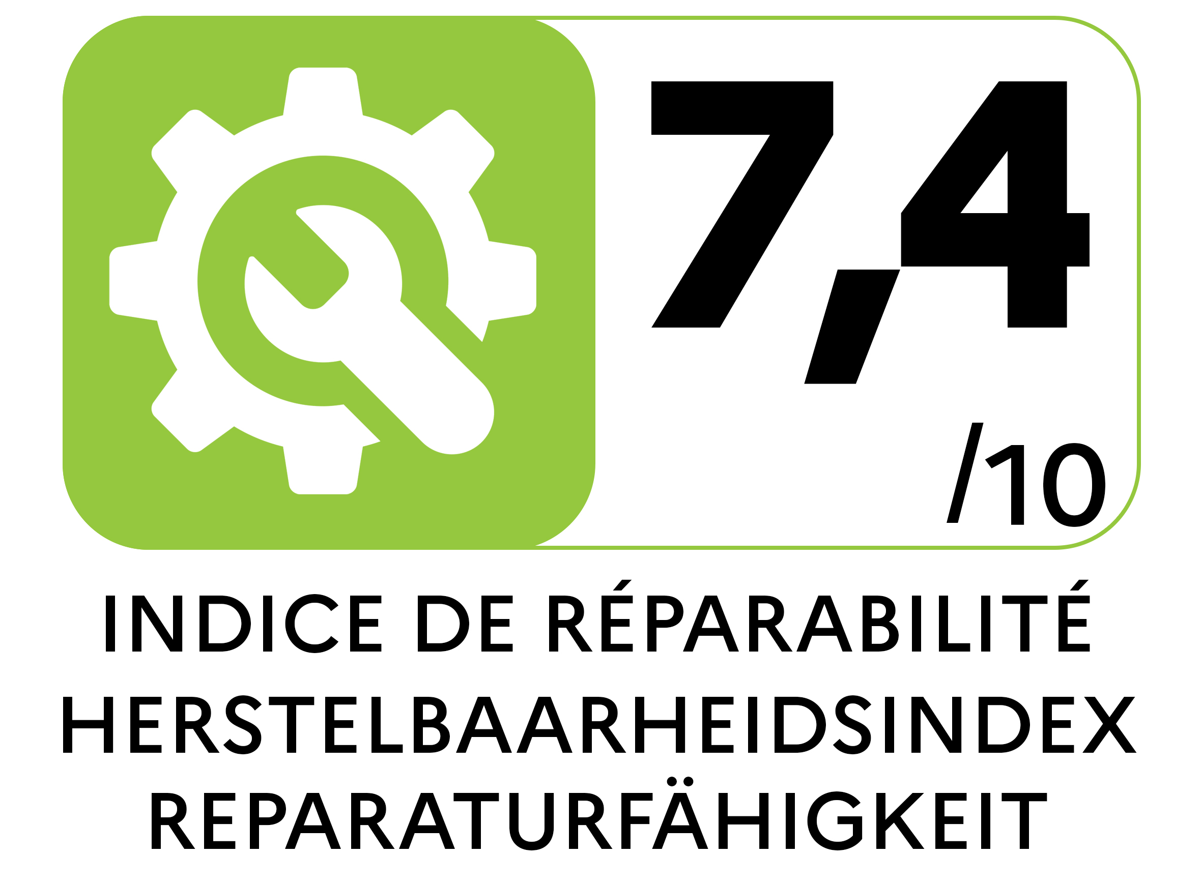 De herstelbaarheidsindex toont hoe makkelijk je een product kan herstellen. Hoe hoger de score (0 10