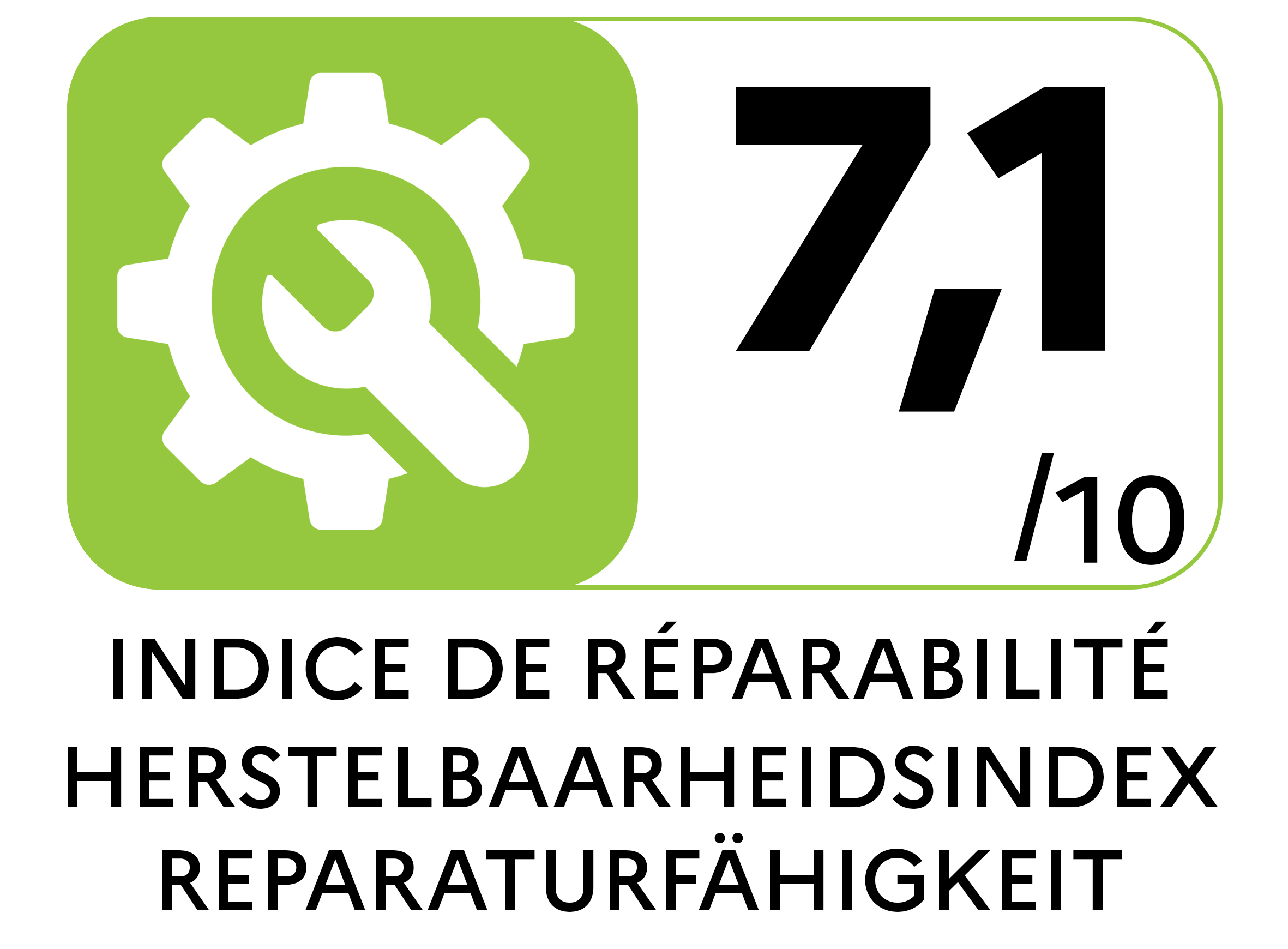 De herstelbaarheidsindex toont hoe makkelijk je een product kan herstellen. Hoe hoger de score (0 10