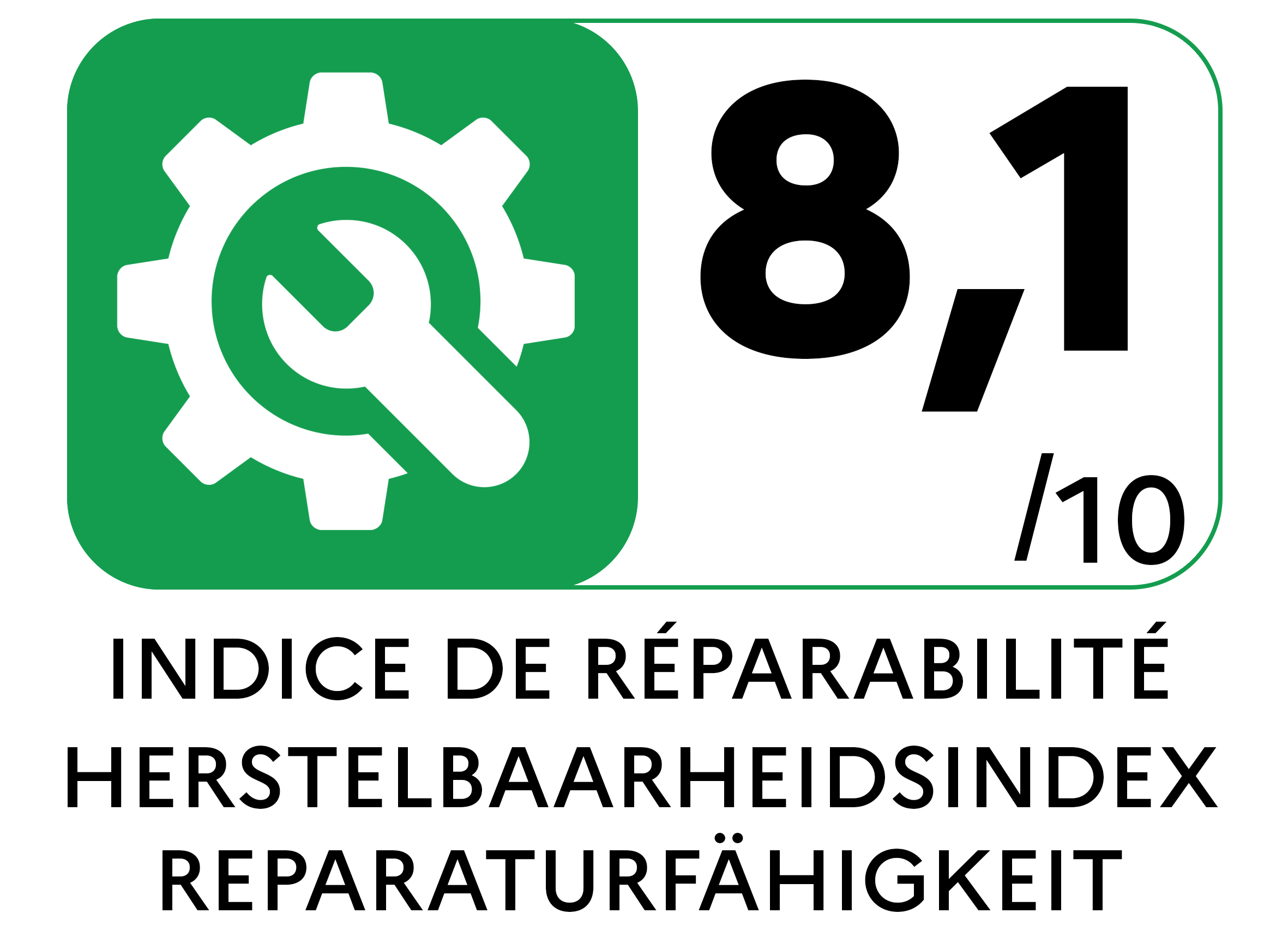 De herstelbaarheidsindex toont hoe makkelijk je een product kan herstellen. Hoe hoger de score (0 10